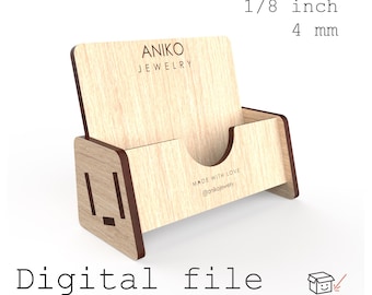 Porta biglietti da visita semplice – Design digitale tagliato al laser (opzioni da 3 mm, 1/8" e 4 mm)