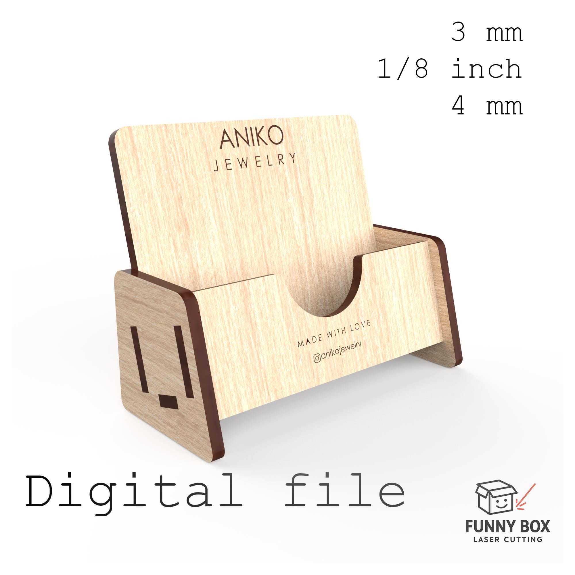 Sizikato Walnut Wood Business Card Holder 3 Slots Desk