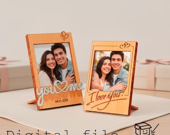 Laser Cut Photo Frame Set, 2 Designs, Love Picture Frame SVG DXF, Valentine Gift, Digital File
