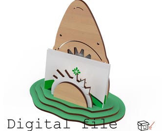 Porta biglietti da visita Shark Jaw – File digitale tagliato al laser (materiale da 3 mm, colla minima)
