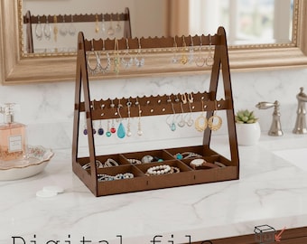 Earring & Treasure Stand - Digital Laser Cut Jewelry Organizer (3mm Material, 1/8 inch - read description)