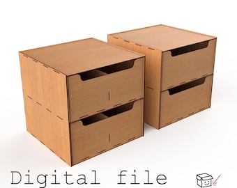Two-Drawer Storage Box – Digital Laser Cut Design with Optional Dividers (3–6mm Material)