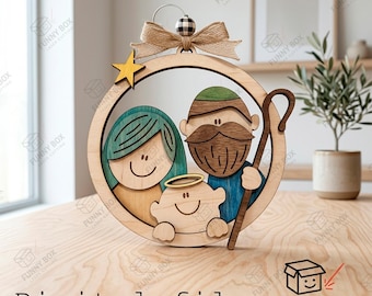 Nativity Christmas Ornament Laser Cut File, three-layer Christmas tree decoration, Paint it Yourself Christmas Kit