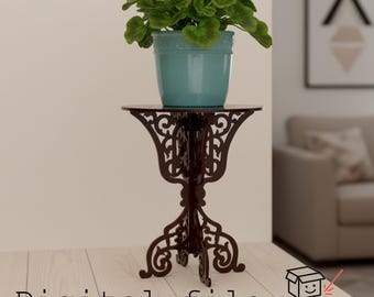 Supporto per fiori in formato SVG tagliato al laser, modello per esposizione di piante in compensato da 6 mm, elegante porta piante traforato, supporto floreale fai da te