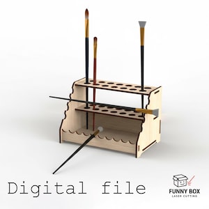 Penselhållare – Digital laserskuren design (3 mm material, 1/8 tum – läs beskrivning)