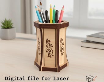 Hexagonal Pen & Pencil Holder – Digital Laser Cut Design With