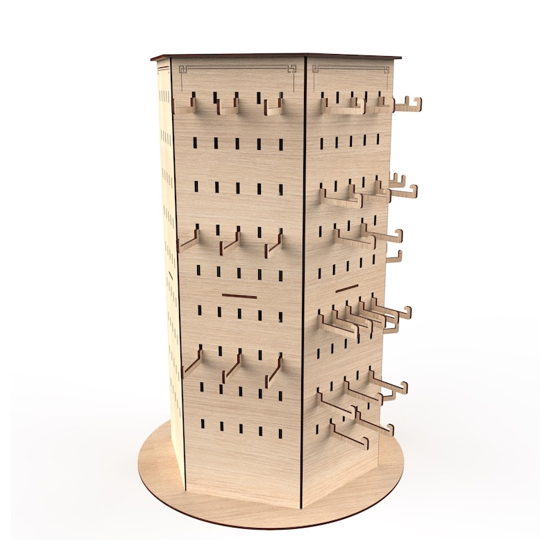 Hexagonal Display Stand With Adjustable Hooks – Digital Laser Cut File ...