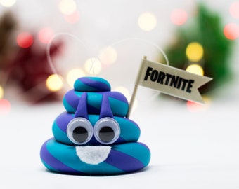 cute fortnite pinata inspired poop emoji ornament handmade in usa - poop emoji skin fortnite