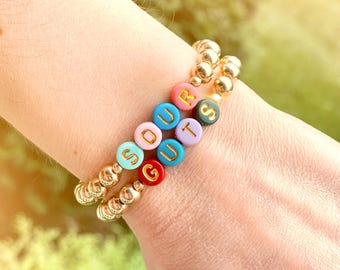 Olivia Rodrigo Stacking Fashion Friendship Sour Guts Bracelet Personalized Custom Name Bracelets Gold Beads Letters!