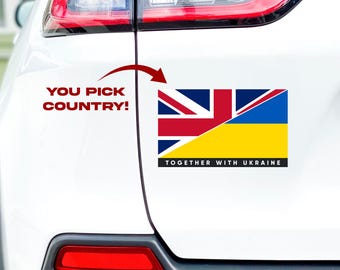Together with Ukraine Bumper Sticker - You Pick Country, Slava Ukraini, Stand with Ukraine, Car Accessories