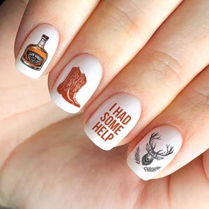 Calcomanías para uñas de Morgan Wallen Waterslide Anoche, prueba de que estás pensando en mí, perdido en ti. ¡Pensé que deberías saber más sobre whisky!