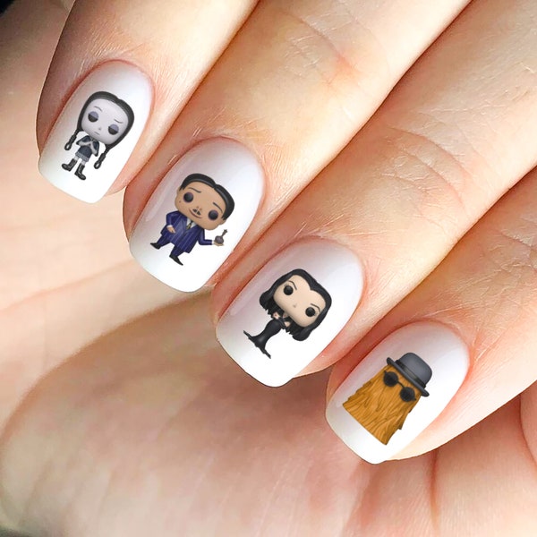 The Addams Family Nail Decals Stickers Waterslide Halloween Wednesday Morticia Gomez More!