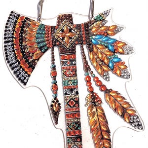 Native Axe 2D style: Handmade Finished Diamond Art