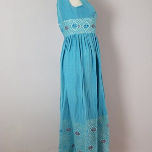 rare 1960s teal goddess dress / handmade / size xs or small image 5