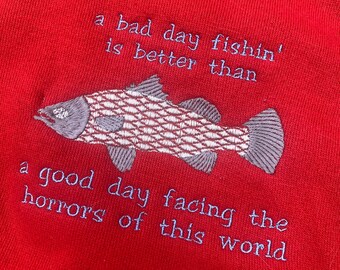 S women’s , bad day fishin, red  jumper