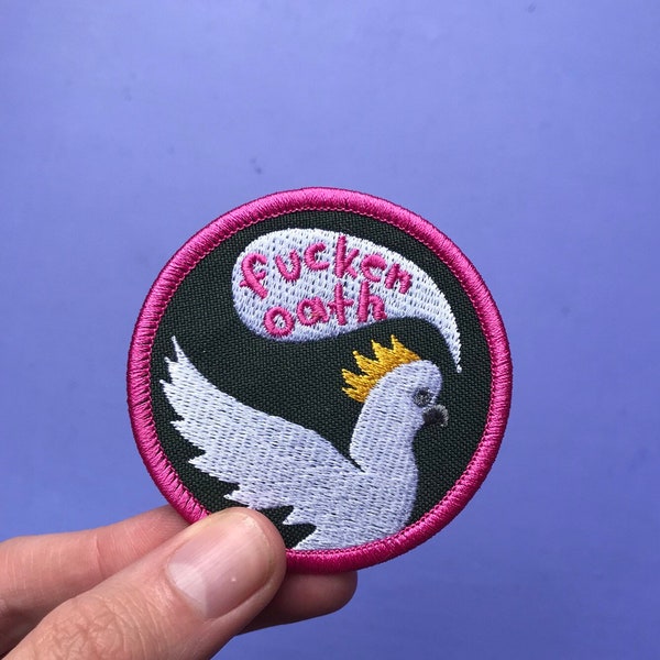 Fucken oath cockatoo iron on patch