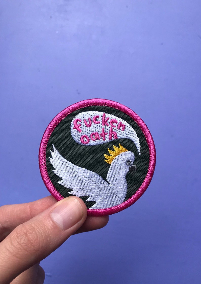 Fucken oath cockatoo iron on patch image 1