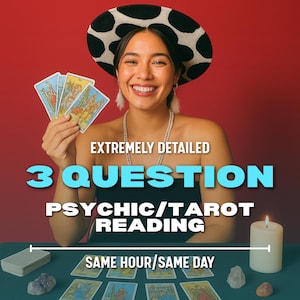 Tarotläsning med 3 frågor - Anpassad läsning, tarotkortläsning, kärleksläsning, karriär, framtida relationsläsning, samma timme, vägledning från medium