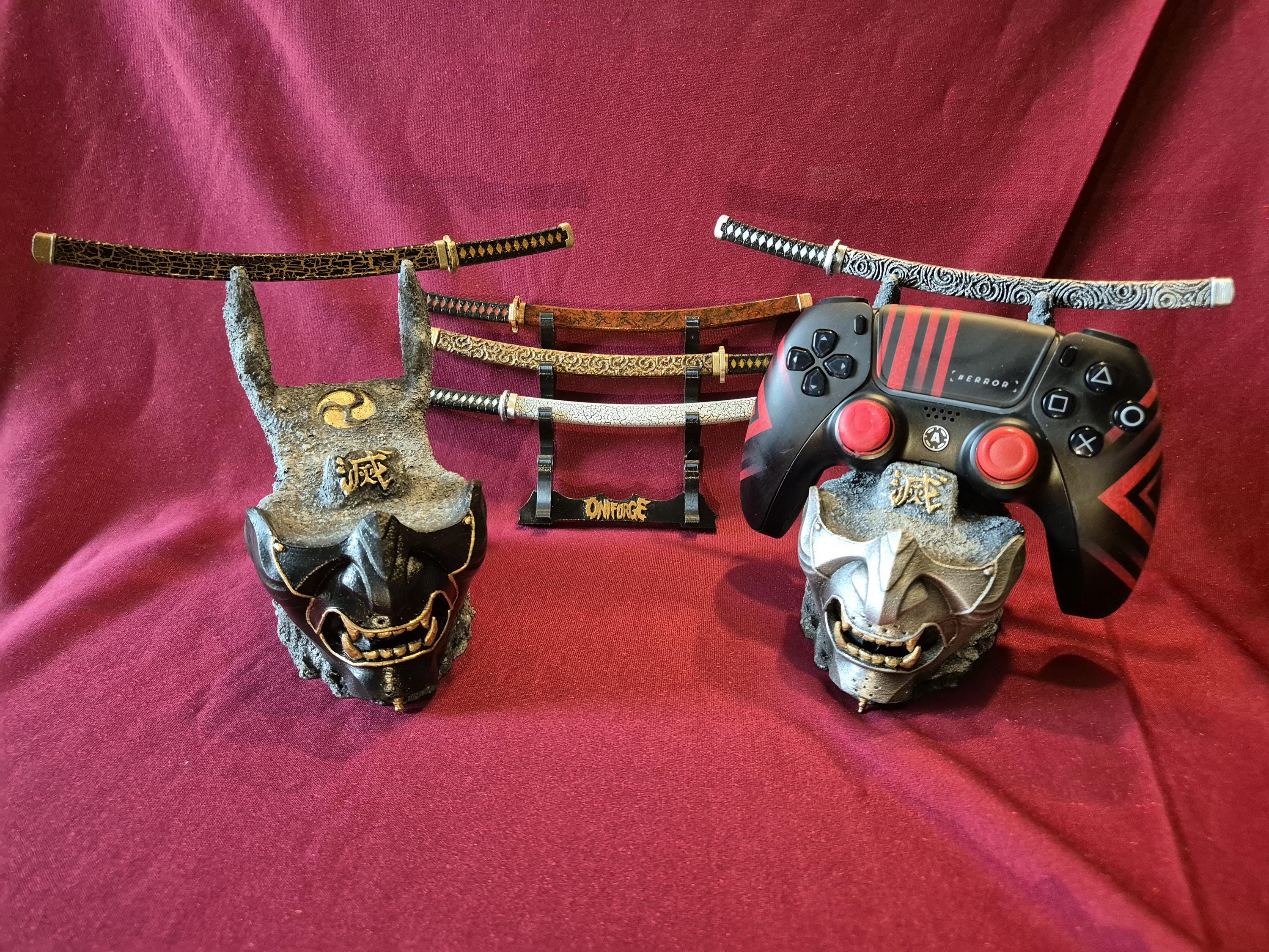 Mask Controllers Ghost of Tsushima Mask Controller Stand 6 choosable Katanas – Hand ...