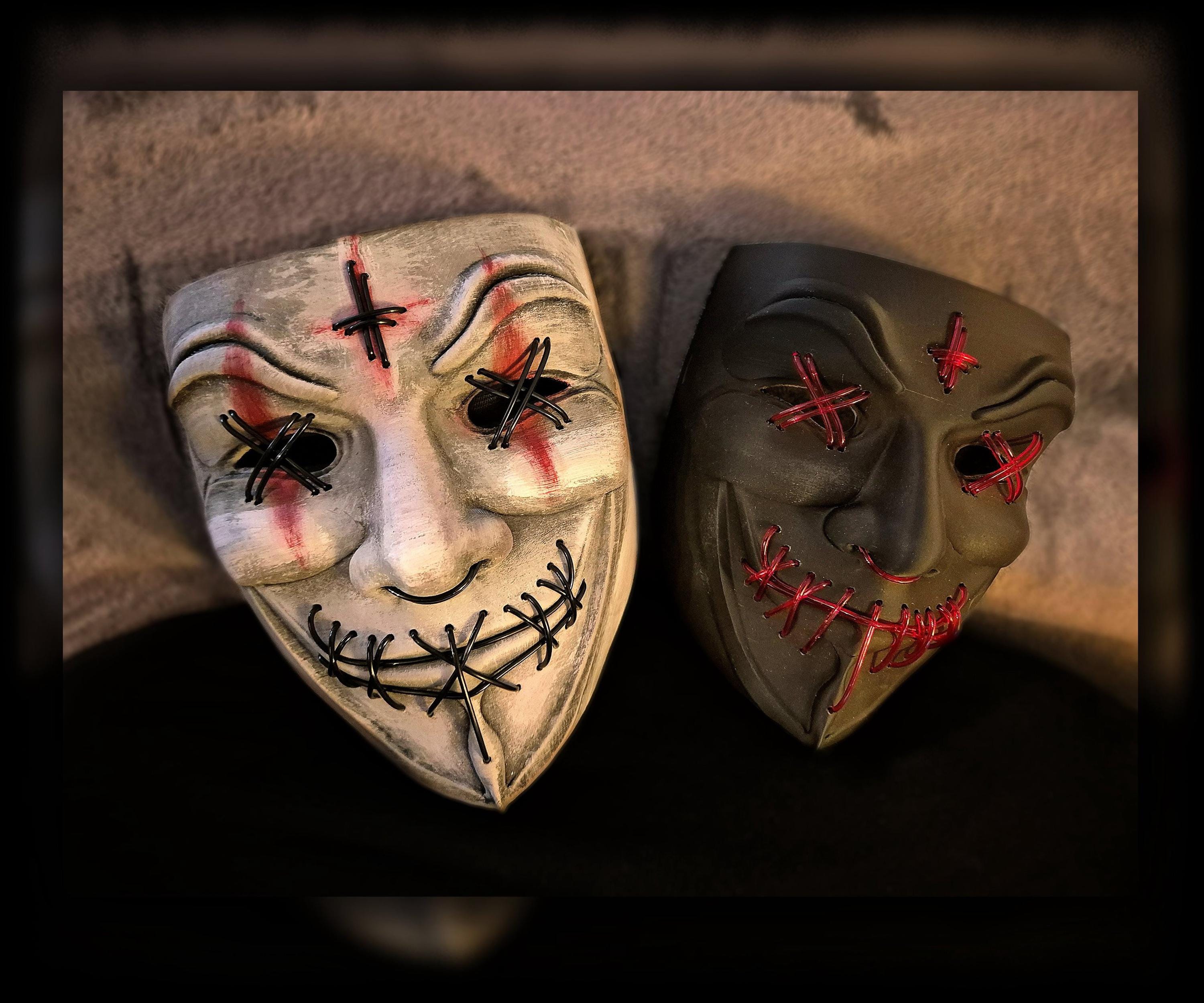 Anonymus Maske Weiß-Schwarz | Karneval & Halloween Maske | Einheitsgröße Mit Gummizug