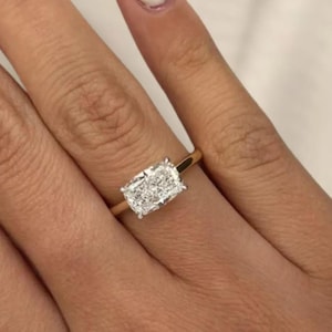 Forever One Cushion Cut Solitaire Engagement Ring Rose 10k/14k Gold, Moissanite Cushion Ring, Cushion Solitaire Ring, Cushion Cut Solitaire