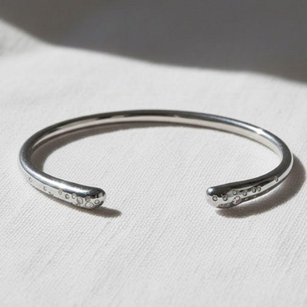925 Silver Diamond Bangle, Genuine Lab Grown Diamond Bracelet, Cluster Diamond Bracelet, Open Cuff Bangle