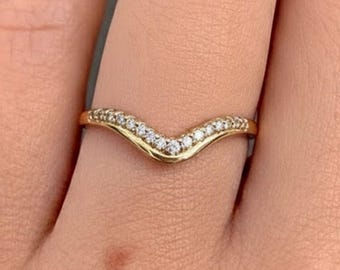 Anello nuziale con diamante di laboratorio da 0,21 carati, anello per anniversario in oro 14k