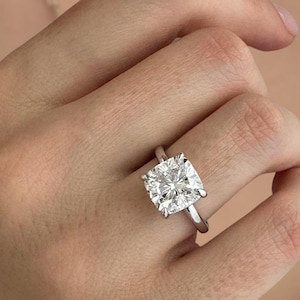 Cushion Diamond Engagement Ring Solitaire Cushion Anniversary Ring 4 Claw Prong Set Ring Lab Grown Diamond Proposal Ring