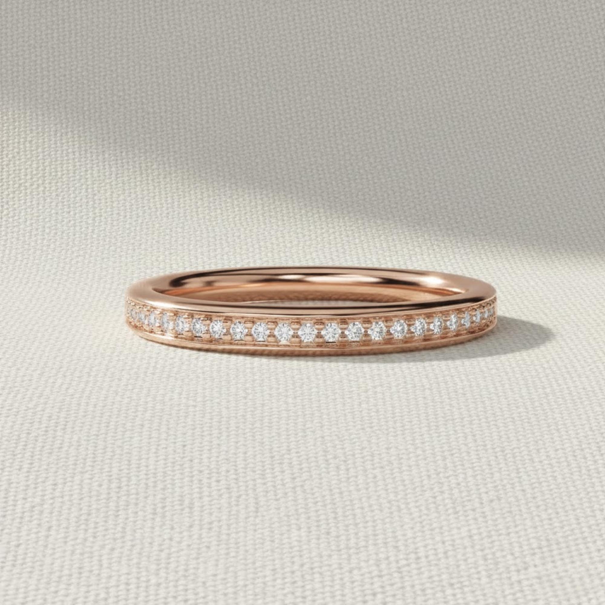 Diamond Wedding Band 10K 14K Solid Gold Stacking Ring Half Eternity ...