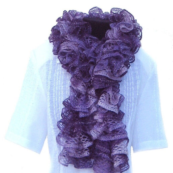 Ruffle Scarf-Handmade Knitted-Red Heart Sashay Yarn: Conga, Boogie, Disco, Ballet, Waltz