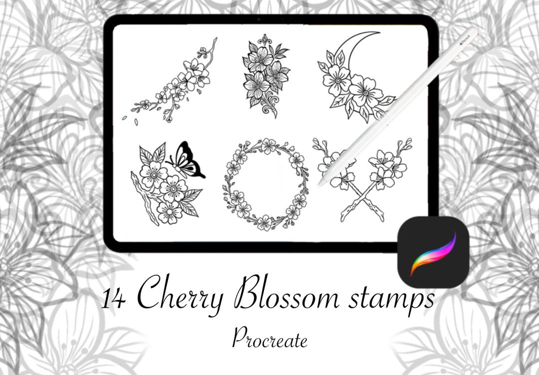 Cherry Blossom Procreate Stamps/brushes for Tattooing - Etsy
