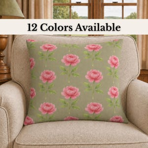 Pink Peony Floral Pillow Cover, Large-Scale Pattern – Cottage Botanical Decor – Pillow Insert Available