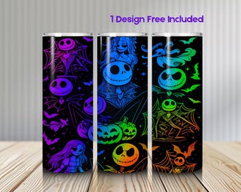 Envoltorio de vaso de pesadilla de Halloween PNG, dibujos animados de neón (descarga digital)
