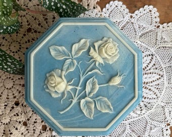 Vintage Incolay Stone Jewelry Box Lady Dragonette Fantasy Series