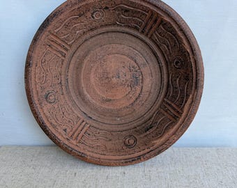 Handcrafted Ghana Terracotta Dish – Tribal Geometric Decor