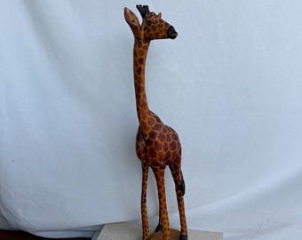 手彫りの木製キリン像：特大アフリカサファリ装飾 - Etsy 日本