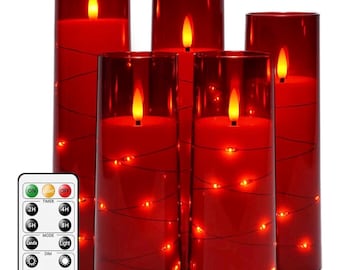 Velas LED sin llama con temporizador, 5 unidades. Velas sin llama con efecto parpadeante para un ambiente romántico y decoración del hogar. Carcasa acrílica estable.