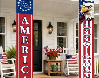 USA 250th Anniversary Flag, 2 Pack America 1776-2026 250 Year Patriotic Banner for Front Door, 4th of July Decorations, Indoor Outdoor Decor