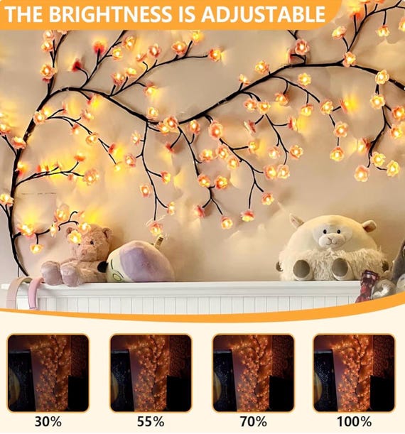 Cherry Enchanted Willow Vine Lights,4ft 48LED Pink Cherry Blossom