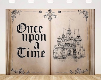 7X5FT Fairy Tale Books Backdrop Once Upon a Time Backdrop Ancient Castle Princess Romantic Photo Background Book Themed Party Background