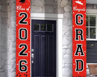 2026 Graduation Decorations, Graduation Banner Class of 2026, Hanging Congratulations/Congrats Grad Banner for Door and Porch, Party Decor