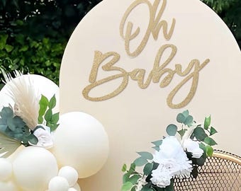Oh Baby' Sign for Backdrop - Felt Champagne Gold Baby Shower Banner Boy Girl Decorations Gender Reveal 1st Birthday Party Photography