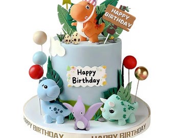 20pcs Dinosaur Cake Topper Set with Dinosaur Eggs - Reusable Dinosaur Cake Decorations，Dinosaur Birthday Decorations for Boys & Girls