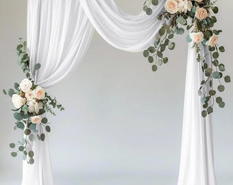 White Wedding Arch Draping Fabric Backdrop 28.7" X 20FT Sheer Drapes Fabric for Wedding Arbor Ceremony Birthday Party