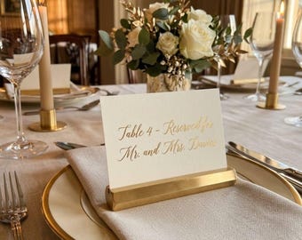 Expositor de tarjetas hexagonal de latón hecho a mano / Elegante tarjetero para bodas