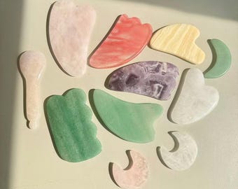 Crystal Gua Sha Massage Tool – Natural Gemstone Face Sculpting Stone for Beauty & Relaxation