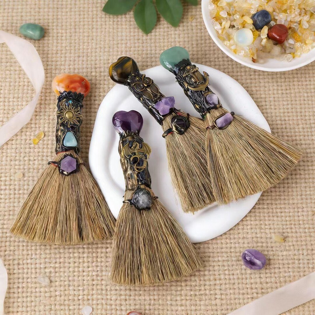Crystal Besom Witch Broom | Handmade Mini Altar Broom With Natural ...