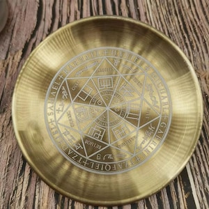 Edelstahl Symbol Platte | Heilige Geometrie Schale | Altar Opferplatte | Hexen-Ritual-Tablett | Spiritueller Decor 14 cm Bild 10
