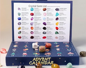 Crystal Advent Calendar for Kids – 24-Day Gemstone Surprise Box, Crystal Collection Starter Set, Fun Holiday Activity