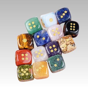 Natural Gemstone Dice Set 15mm | Semi Precious Crystal D6 Dice | Polished Rounded Corners | Board Game & RPG Dice
